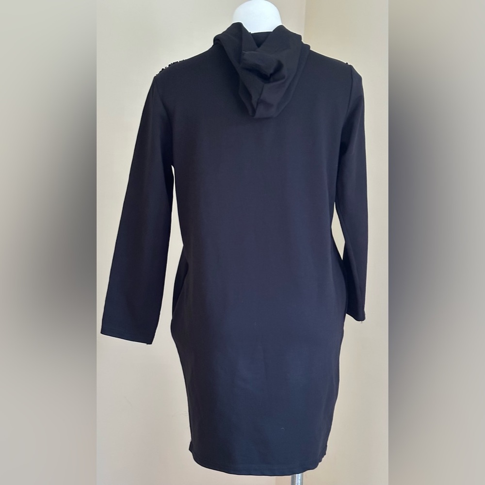 Love Black Sequence Hoodie Casual Dress SZ XL No Tag. Zip Long sleeves Pockets - Picture 3 of 13